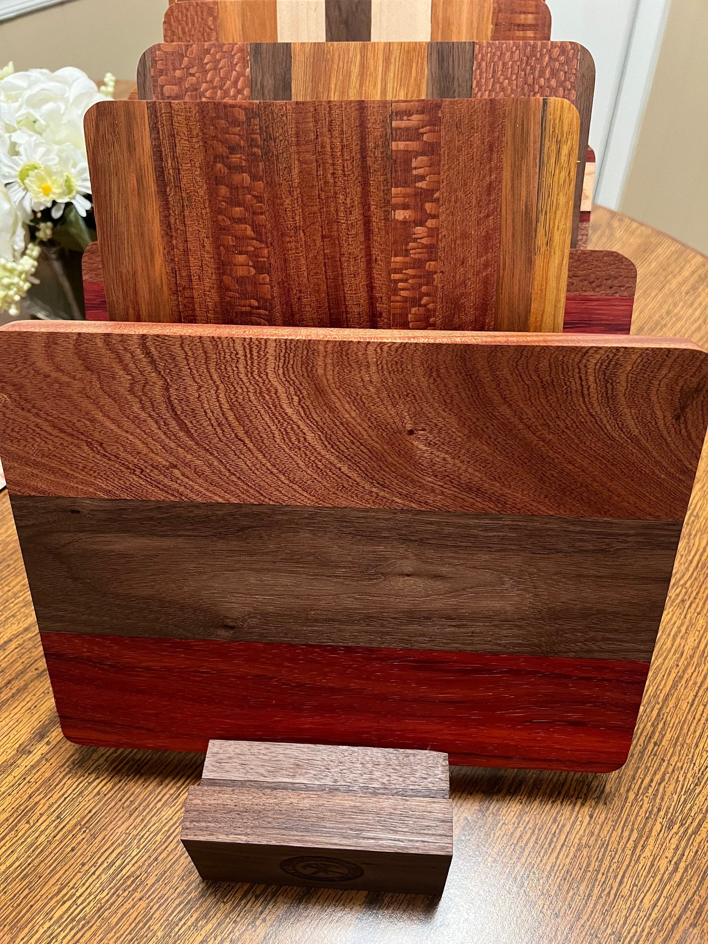 Cutting board made from exotic hardwoods