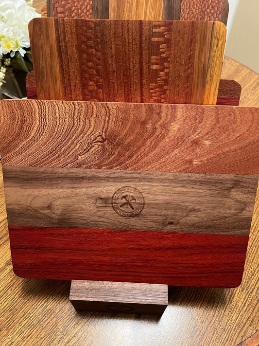 Cutting board made from exotic hardwoods